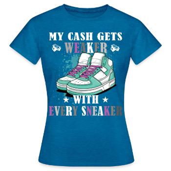 Funny sneaker collector - sneakers - T-shirt Femme - bleu saphir antique chiné - Devant - AI Model Female 172 dark (172cm)