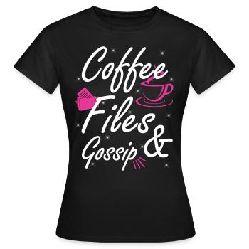 Café, dossiers et potins - Agent RH - T-shirt Femme - noir - Devant - AI Model Female 172 dark (172cm)