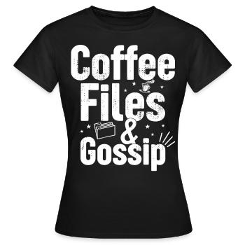 Café, dossiers et potins - Agent RH - T-shirt Femme - noir - Devant - AI Model Female 172 dark (172cm)