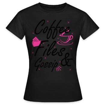 Café, dossiers et potins - Personnel RH - T-shirt Femme - noir - Devant - AI Model Female 172 dark (172cm)