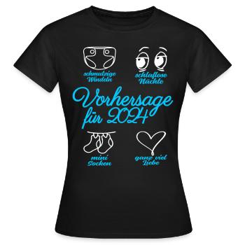 Werdende Eltern 2024 Babybauch Vorhersage - Frauen T-Shirt - Schwarz - Vorne - AI Model Female 172 dark (172cm)