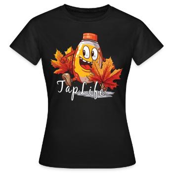 TAPFLIFE - Ahornbaum -Klopfen - Zucker- Und - Frauen T-Shirt - Schwarz - Vorne - AI Model Female 172 dark (172cm)