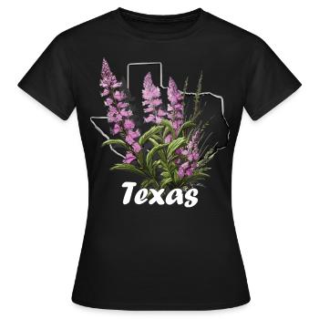 Texas Flagge Mit Floralem Frühling Texas - Frauen T-Shirt - Schwarz - Vorne - AI Model Female 172 dark (172cm)