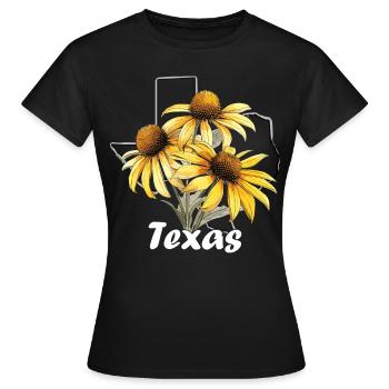 Texas Flagge Mit Floralem Frühling Texas - Frauen T-Shirt - Schwarz - Vorne - AI Model Female 172 dark (172cm)