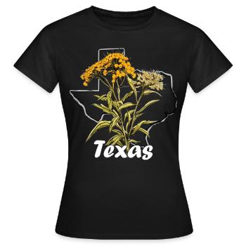Texas Flagge Mit Floralem Frühling Texas - Frauen T-Shirt - Schwarz - Vorne - AI Model Female 172 dark (172cm)