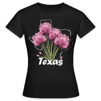 Texas Flagge Mit Floralem Frühling Texas - Frauen T-Shirt - Schwarz - Vorne - AI Model Female 172 dark (172cm)