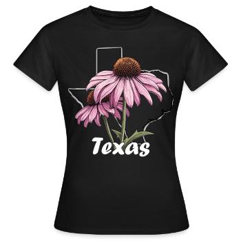 Texas Flagge Mit Floralem Frühling Texas - Frauen T-Shirt - Schwarz - Vorne - AI Model Female 172 dark (172cm)
