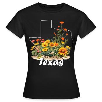 Texas Flagge Mit Floralem Frühling Texas - Frauen T-Shirt - Schwarz - Vorne - AI Model Female 172 dark (172cm)