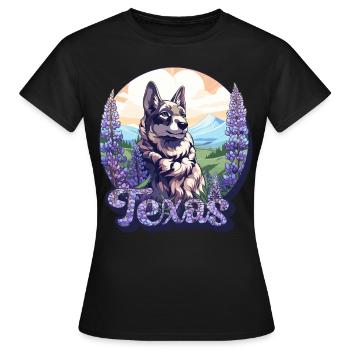 Texas Bluebonnet Mit Floralem Frühling Texas - Frauen T-Shirt - Schwarz - Vorne - AI Model Female 172 dark (172cm)