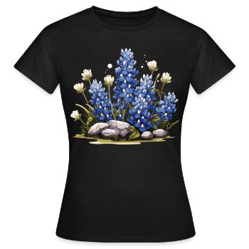 Texas Bluebonnet Mit Floralem Frühling Texas - Frauen T-Shirt - Schwarz - Vorne - AI Model Female 172 dark (172cm)