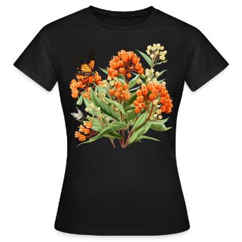 Texas Flagge Mit Floralem Frühling Texas - Frauen T-Shirt - Schwarz - Vorne - AI Model Female 172 dark (172cm)