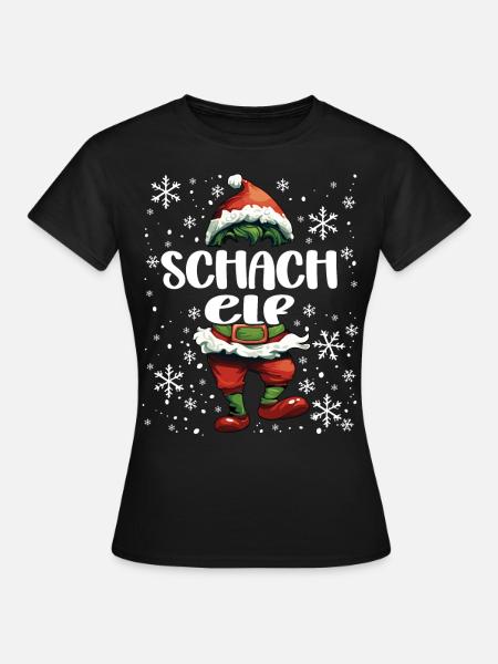 Weihnachtsoutfit Schach Elf - Frauen T-Shirt - Schwarz