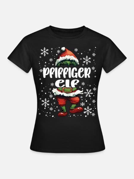 Weihnachtsoutfit Pfiffiger Elf - Frauen T-Shirt - Schwarz