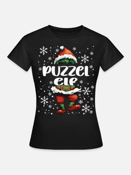 Weihnachtsoutfit Puzzel Elf - Frauen T-Shirt - Schwarz