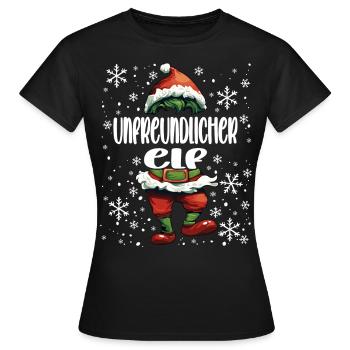Weihnachtsoutfit Unfreundlicher Elf - Frauen T-Shirt - Schwarz - Vorne - AI Model Female 172 dark (172cm)