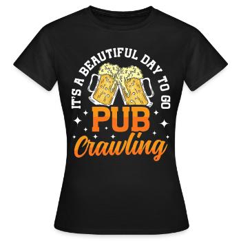 Crawled Pub Crawl Boire de l’alcool - T-shirt Femme - noir - Devant - AI Model Female 172 dark (172cm)