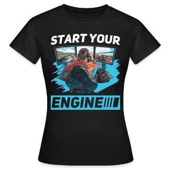 Simulator Cockpit Esports Sim Racing - Women's T-Shirt - black - Front - AI Model Female 172 dark (172cm)