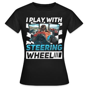 Simulator Cockpit Esports Sim Racing - Women's T-Shirt - black - Front - AI Model Female 172 dark (172cm)