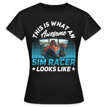 Simulator Cockpit Esports Sim Racing - Women's T-Shirt - black - Front - AI Model Female 172 dark (172cm)