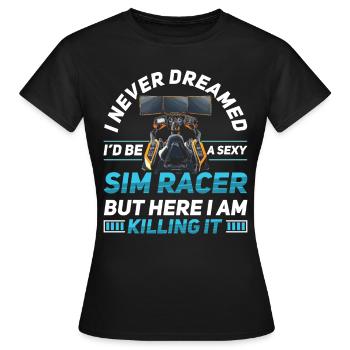 Simulator Cockpit Esports Sim Racing - Women's T-Shirt - black - Front - AI Model Female 172 dark (172cm)
