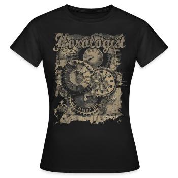 Horlogerie Signification Horloger - T-shirt Femme - noir - Devant - AI Model Female 172 dark (172cm)