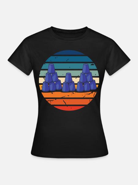 Stapeln Von Bechern Speed Stacker - Frauen T-Shirt - Schwarz