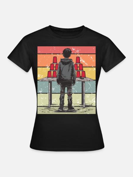 Stapeln Von Bechern Speed Stacker - Frauen T-Shirt - Schwarz