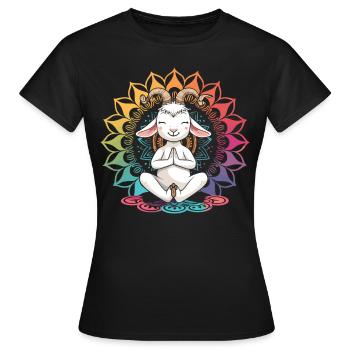 Méditation yoga chèvre, cours de yoga, yoga - T-shirt Femme - noir - Devant - AI Model Female 172 dark (172cm)
