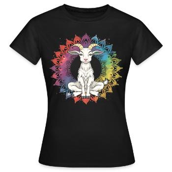 Méditation yoga chèvre, cours de yoga, yoga - T-shirt Femme - noir - Devant - AI Model Female 172 dark (172cm)