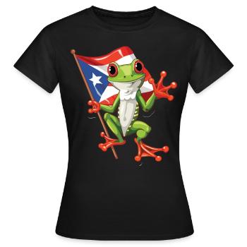 Coqui Frosch Symbol Taino Boricua Puerto - Frauen T-Shirt - Schwarz - Vorne - AI Model Female 172 dark (172cm)