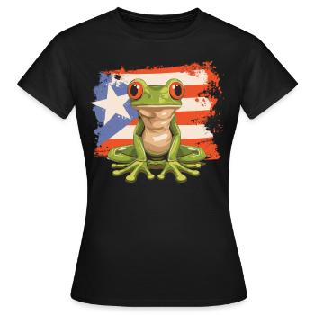 Coqui Frosch Symbol Taino Boricua Puerto - Frauen T-Shirt - Schwarz - Vorne - AI Model Female 172 dark (172cm)