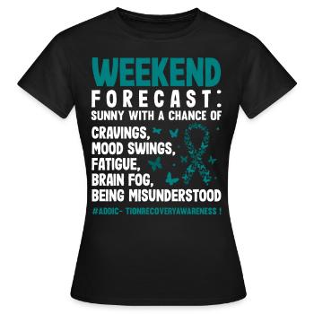 Sensibilisation au rétablissement de la dépendance au ruban turquoise - T-shirt Femme - noir - Devant - AI Model Female 172 dark (172cm)