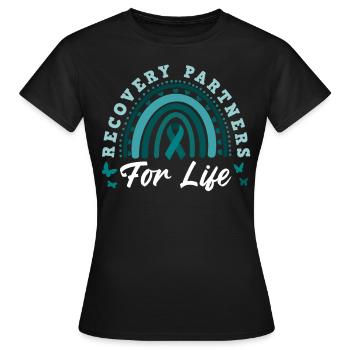 Sensibilisation au rétablissement de la dépendance au ruban turquoise - T-shirt Femme - noir - Devant - AI Model Female 172 dark (172cm)