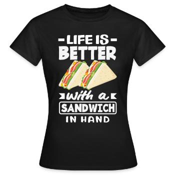 Sandwich Sandwich Snack Célébration - T-shirt Femme - noir - Devant - AI Model Female 172 dark (172cm)