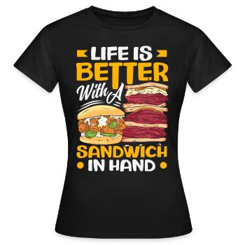Sandwich Sandwich Snack Célébration - T-shirt Femme - noir - Devant - AI Model Female 172 dark (172cm)