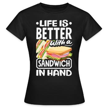 Sandwich Sandwich Snack Célébration - T-shirt Femme - noir - Devant - AI Model Female 172 dark (172cm)