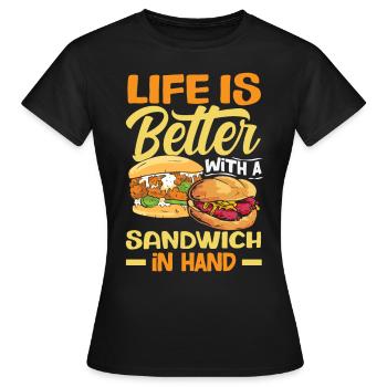 Sandwich Sandwich Snack Célébration - T-shirt Femme - noir - Devant - AI Model Female 172 dark (172cm)