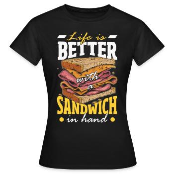 Sandwich Sandwich Snack Célébration - T-shirt Femme - noir - Devant - AI Model Female 172 dark (172cm)