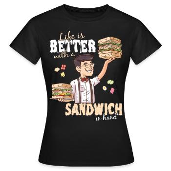 Sandwich Sandwich Snack Célébration - T-shirt Femme - noir - Devant - AI Model Female 172 dark (172cm)