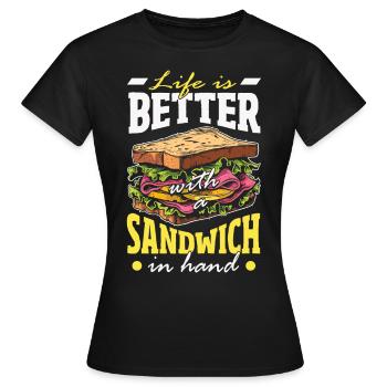 Sandwich Sandwich Snack Célébration - T-shirt Femme - noir - Devant - AI Model Female 172 dark (172cm)