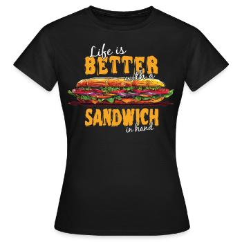 Sandwich Sandwich Snack Célébration - T-shirt Femme - noir - Devant - AI Model Female 172 dark (172cm)