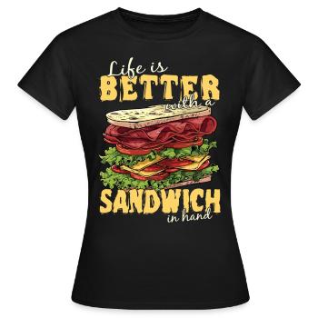 Sandwich Sandwich Snack Célébration - T-shirt Femme - noir - Devant - AI Model Female 172 dark (172cm)