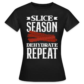 Beef Jerky Dealer Beef Jerky Costume - Women's T-Shirt - black - Front - AI Model Female 172 dark (172cm)