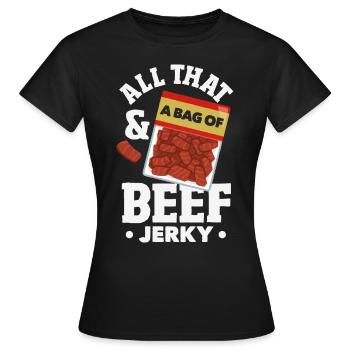 Boeuf Jerky Dealer Costume de Boeuf Jerky - T-shirt Femme - noir - Devant - AI Model Female 172 dark (172cm)