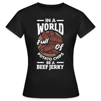 Beef Jerky Dealer Beef Jerky Costume - Women's T-Shirt - black - Front - AI Model Female 172 dark (172cm)