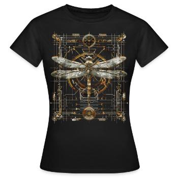 Steampunk-libelle - Frauen T-Shirt - Schwarz - Vorne - AI Model Female 172 dark (172cm)