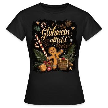 « Activiste du vin chaud » - Vin chaud de Noël - T-shirt Femme - noir - Devant - AI Model Female 172 dark (172cm)