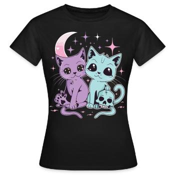 Kawaii Cat Pastel Goth Devilish - Women's T-Shirt - black - Front - AI Model Female 172 dark (172cm)