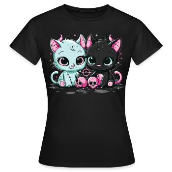 Kawaii Cat Pastel Goth Devilish - Women's T-Shirt - black - Front - AI Model Female 172 dark (172cm)