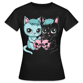 Kawaii Cat Pastel Goth Devilish - Women's T-Shirt - black - Front - AI Model Female 172 dark (172cm)